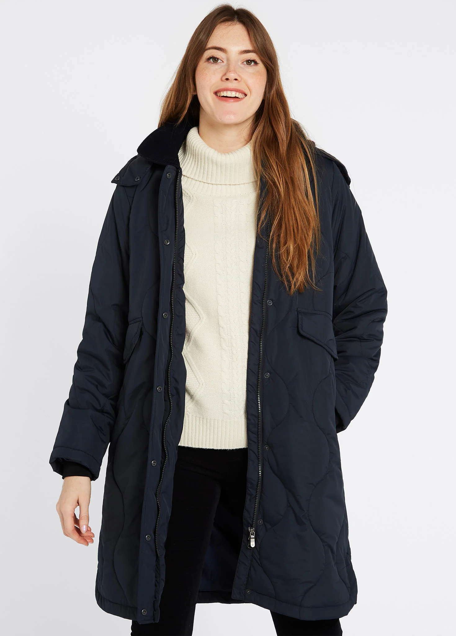 Corbett Ladies Quilted Coat - Navy - Image 3