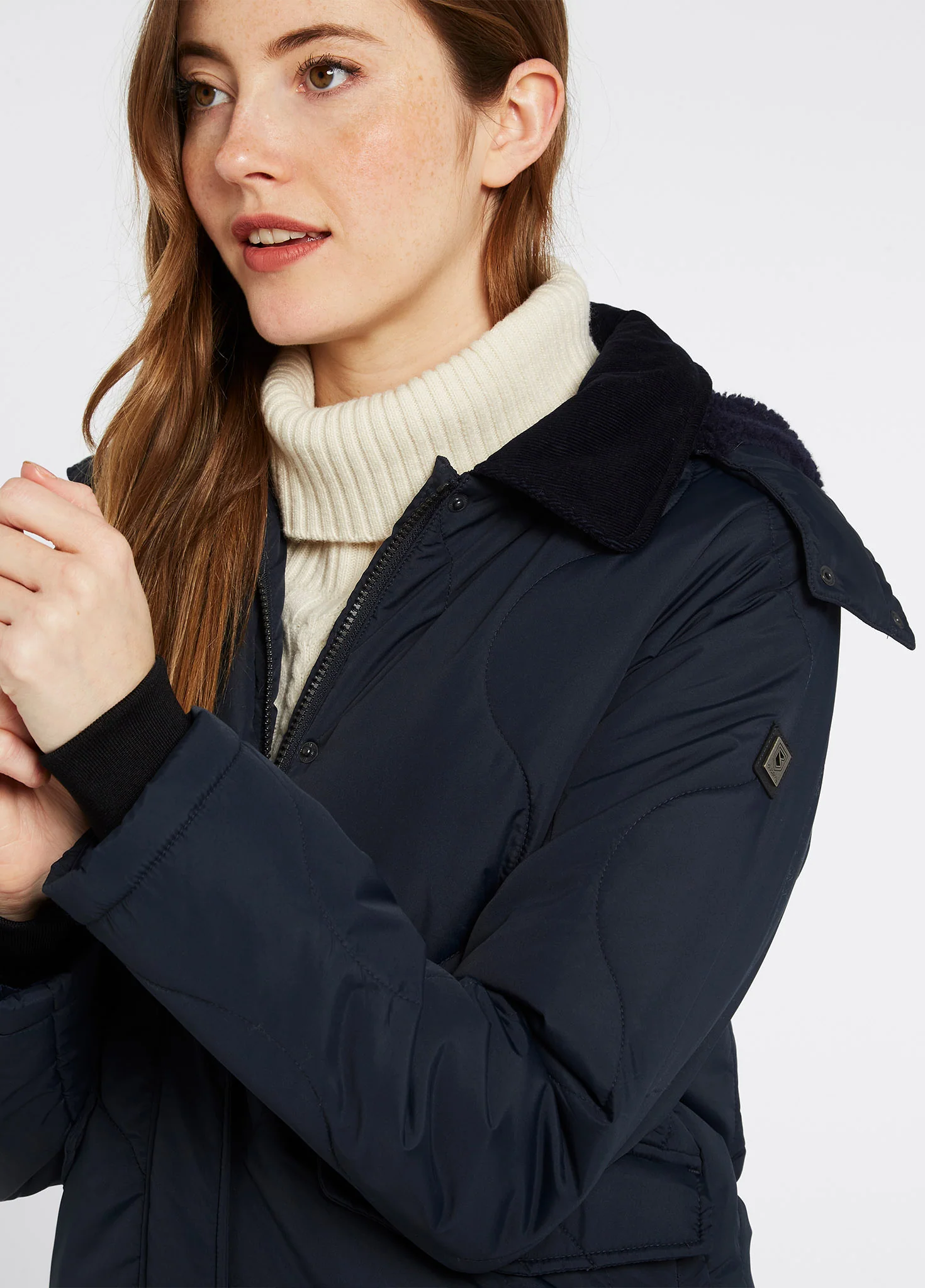 Corbett Ladies Quilted Coat - Navy - Image 5