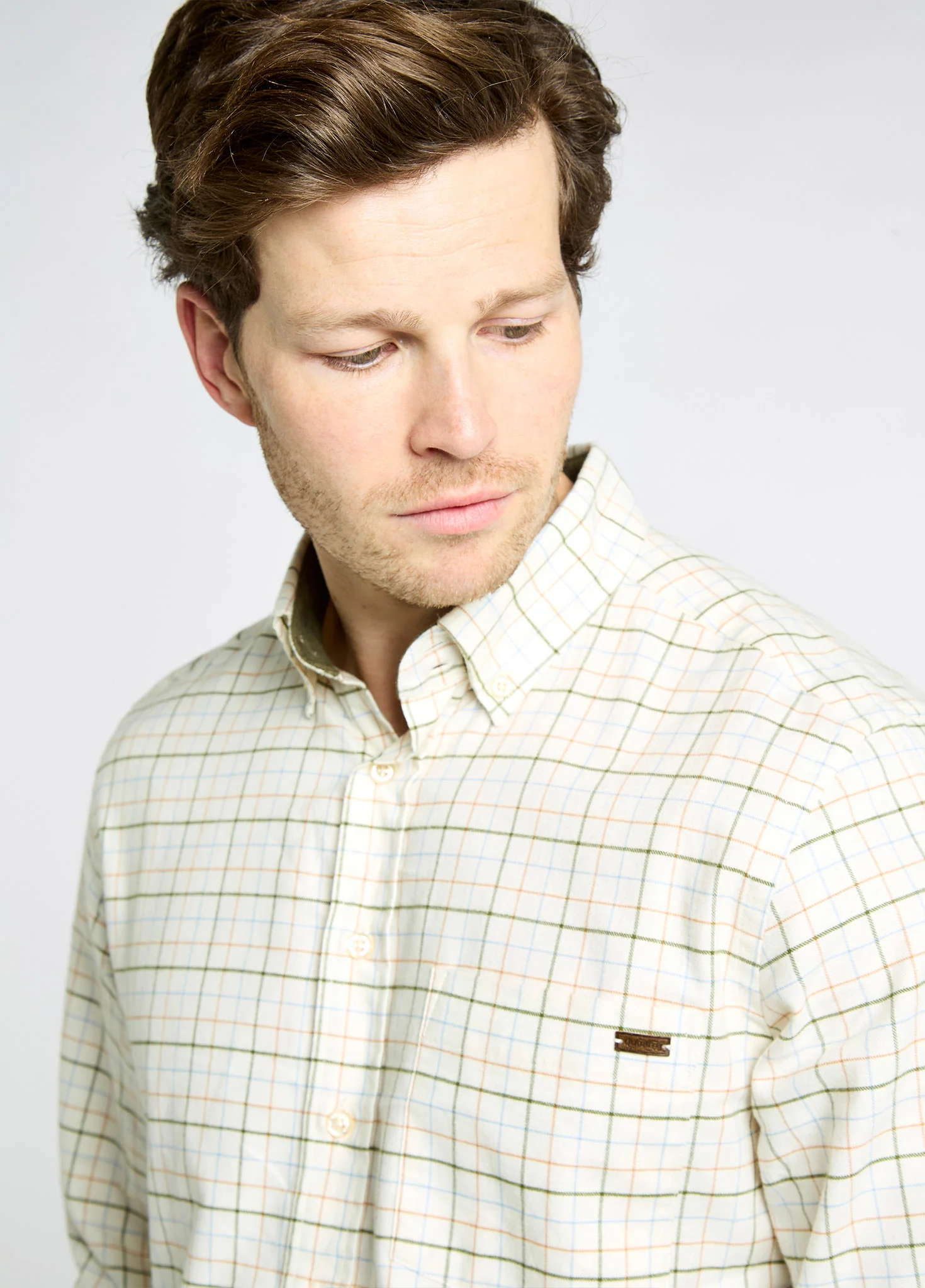Drumcar Men’s tattersall check shirt - Dusky Green - Image 4