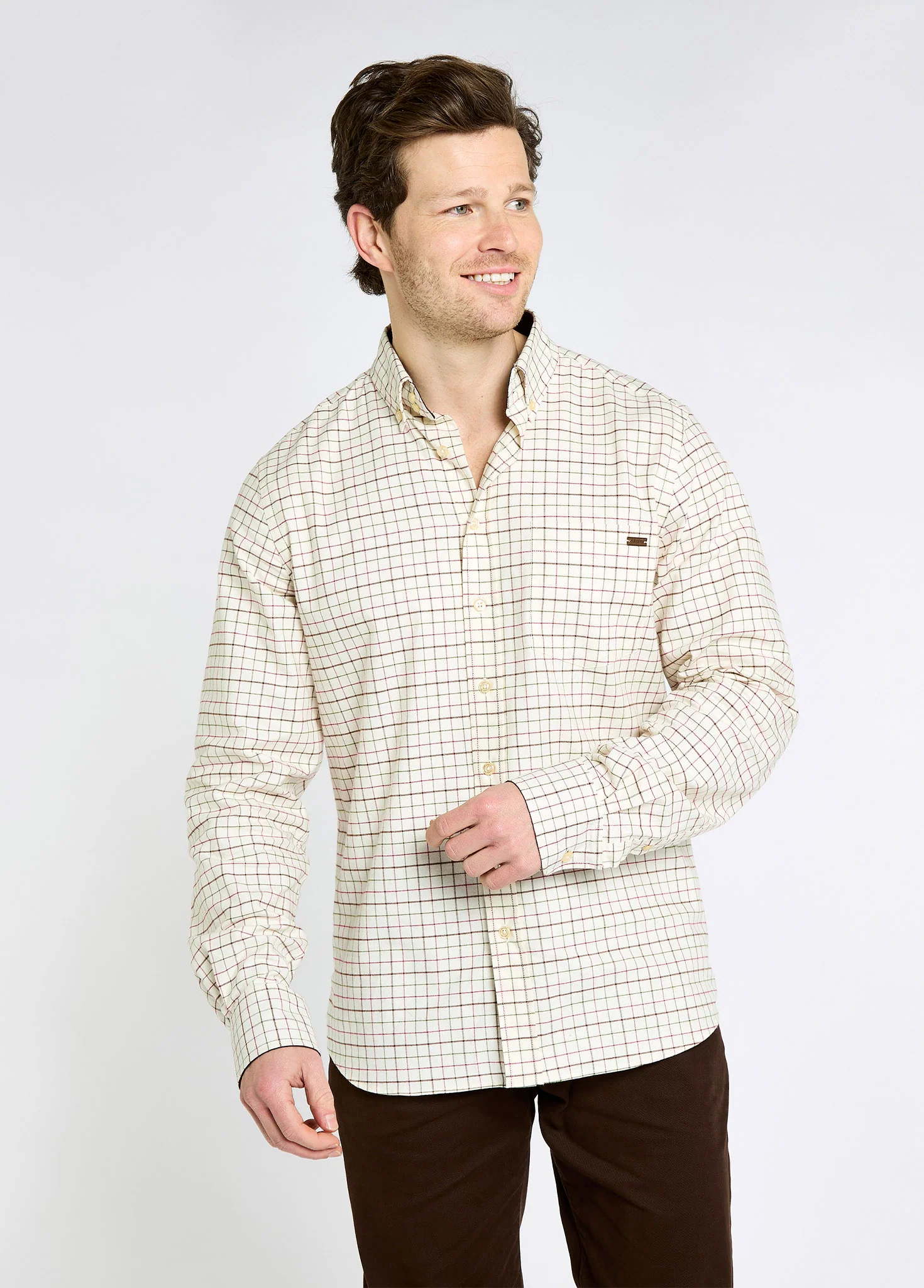 Drumcar Men’s tattersall check shirt - Elk - Image 3