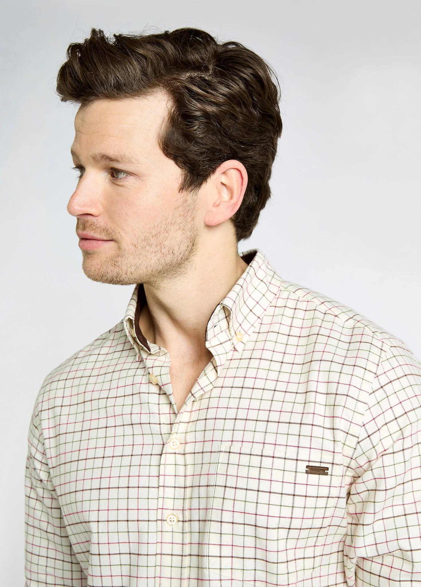Drumcar Men’s tattersall check shirt - Elk - Image 4