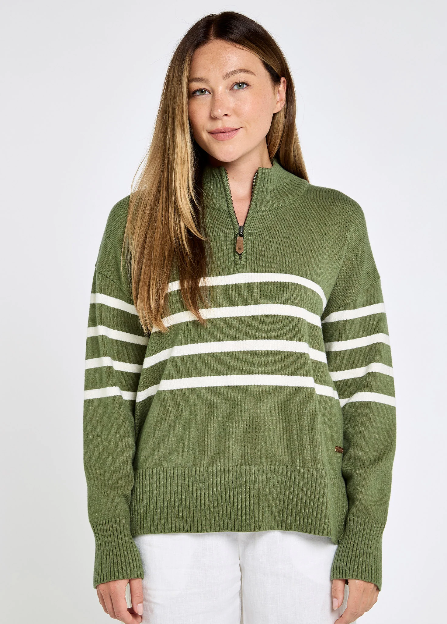 Fonthill Women’s Zip Neck Sweater - Kelp - Image 4