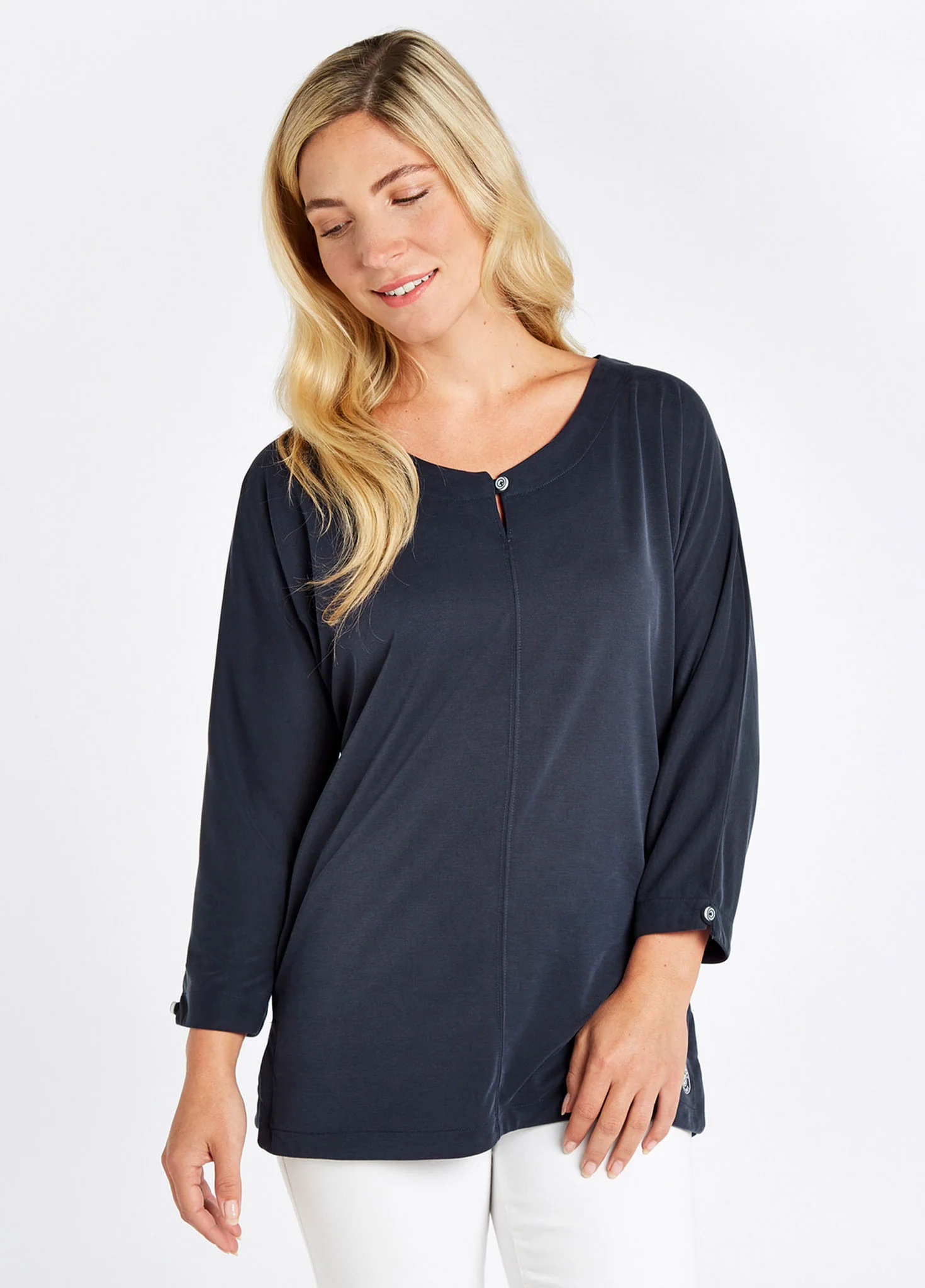 Mountlucas 3/4 sleeve Top - Navy - Image 3