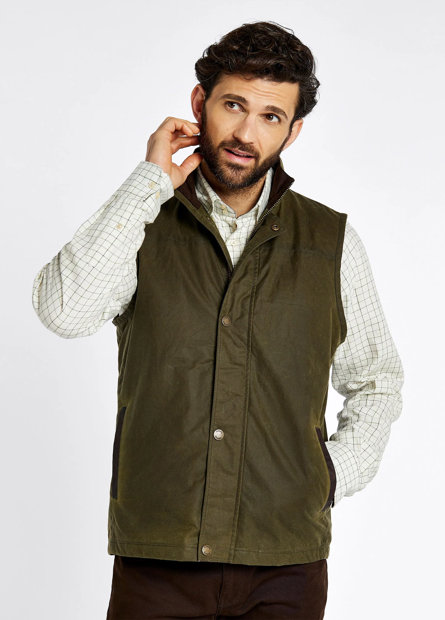 Mayfly Men's Wax Gilet - Fennel - Image 3