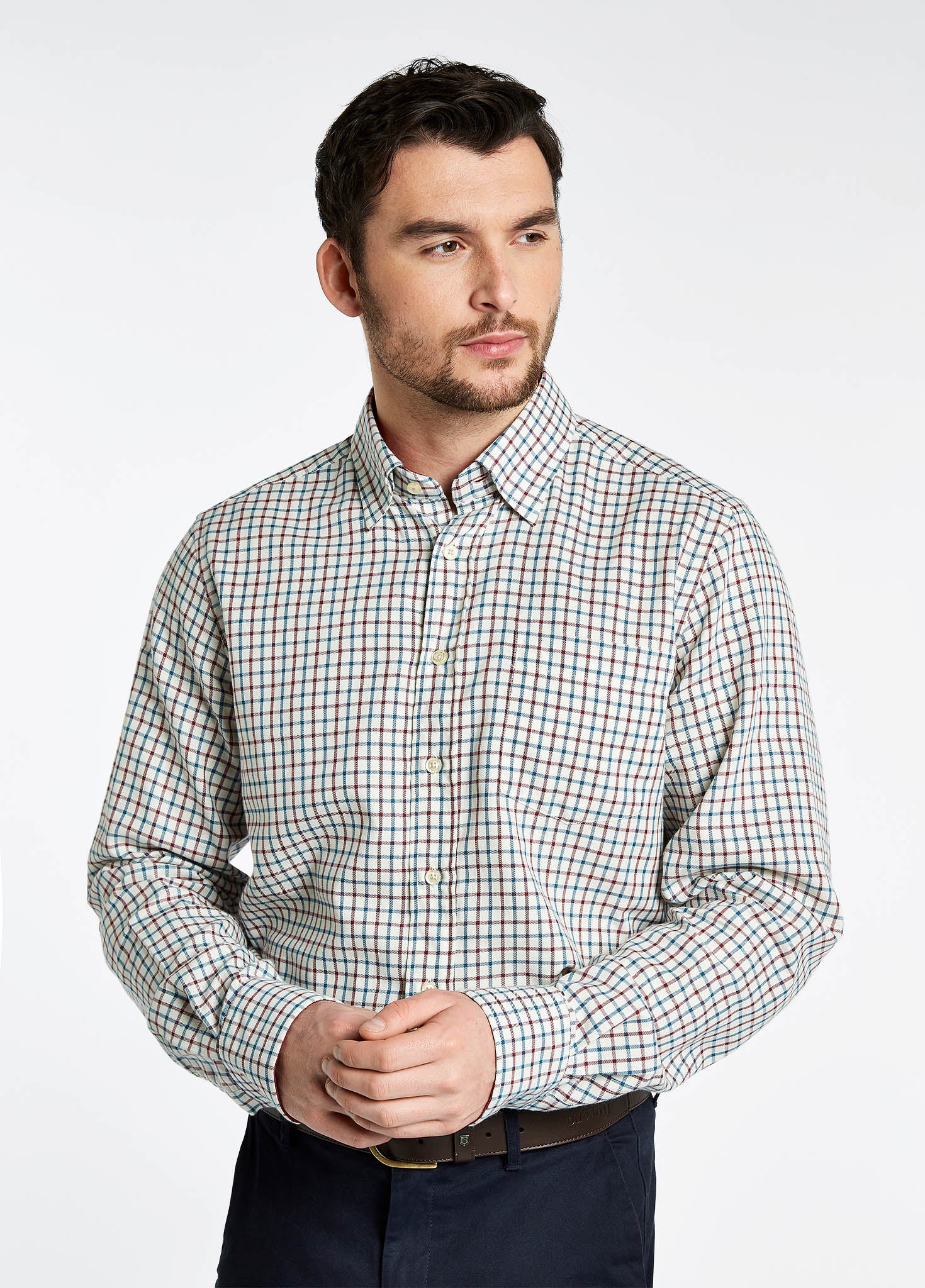 Connell Tattersall Check Shirt - Cardinal - Image 3