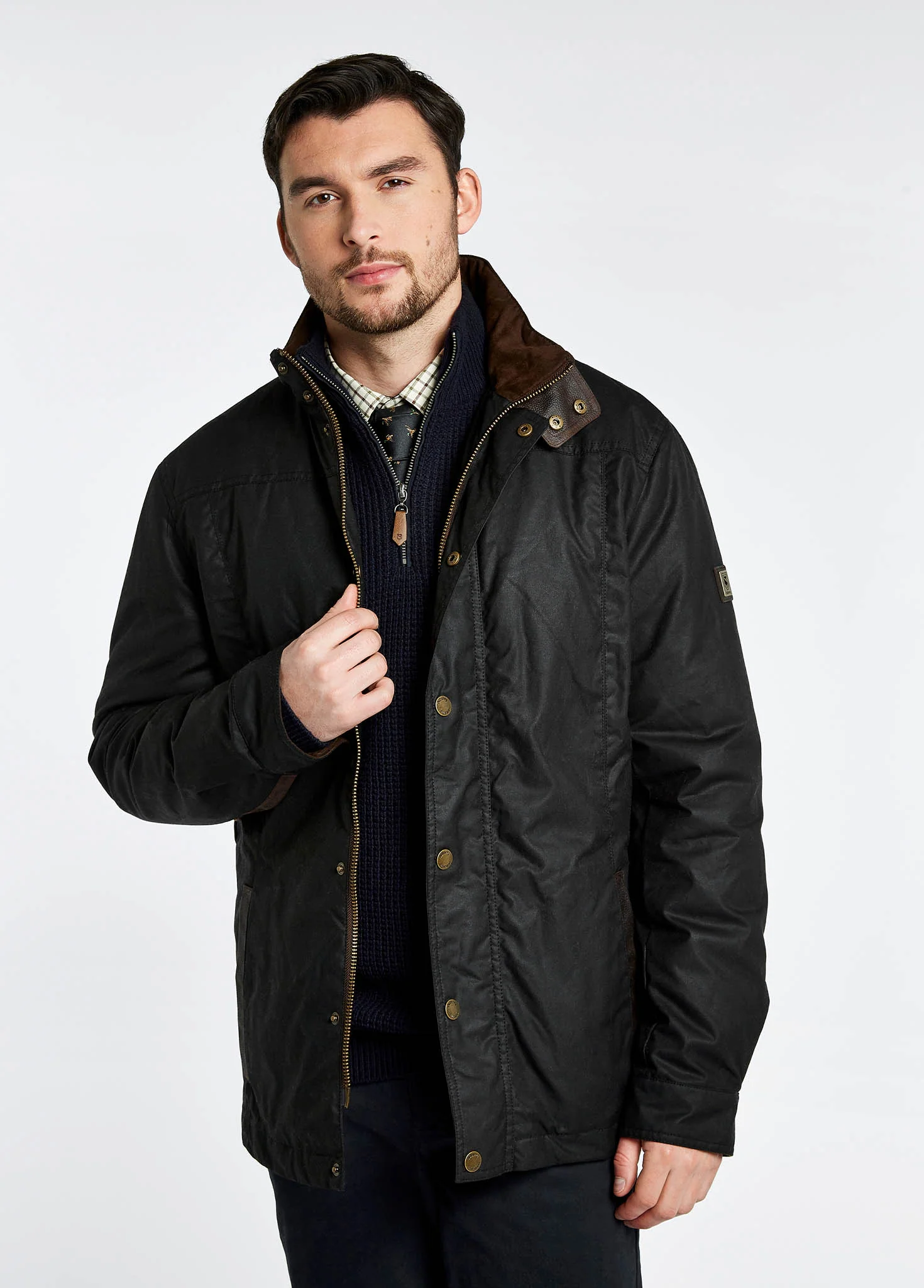 Carrickfergus Waxed Jacket - Black - Image 4