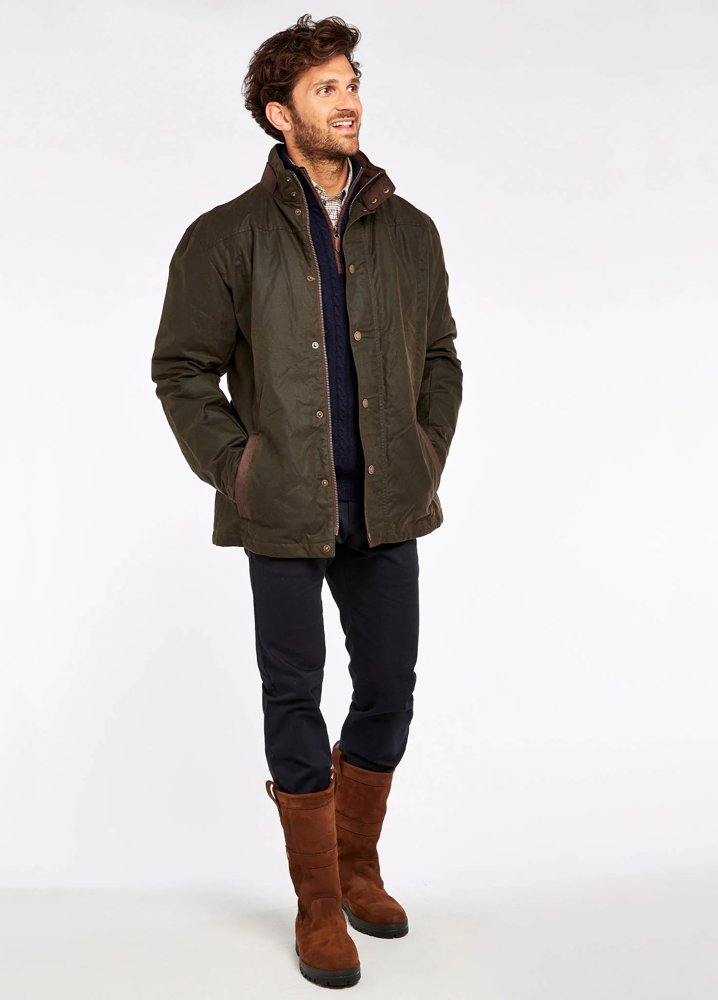 Carrickfergus Waxed Jacket - Olive - Image 3