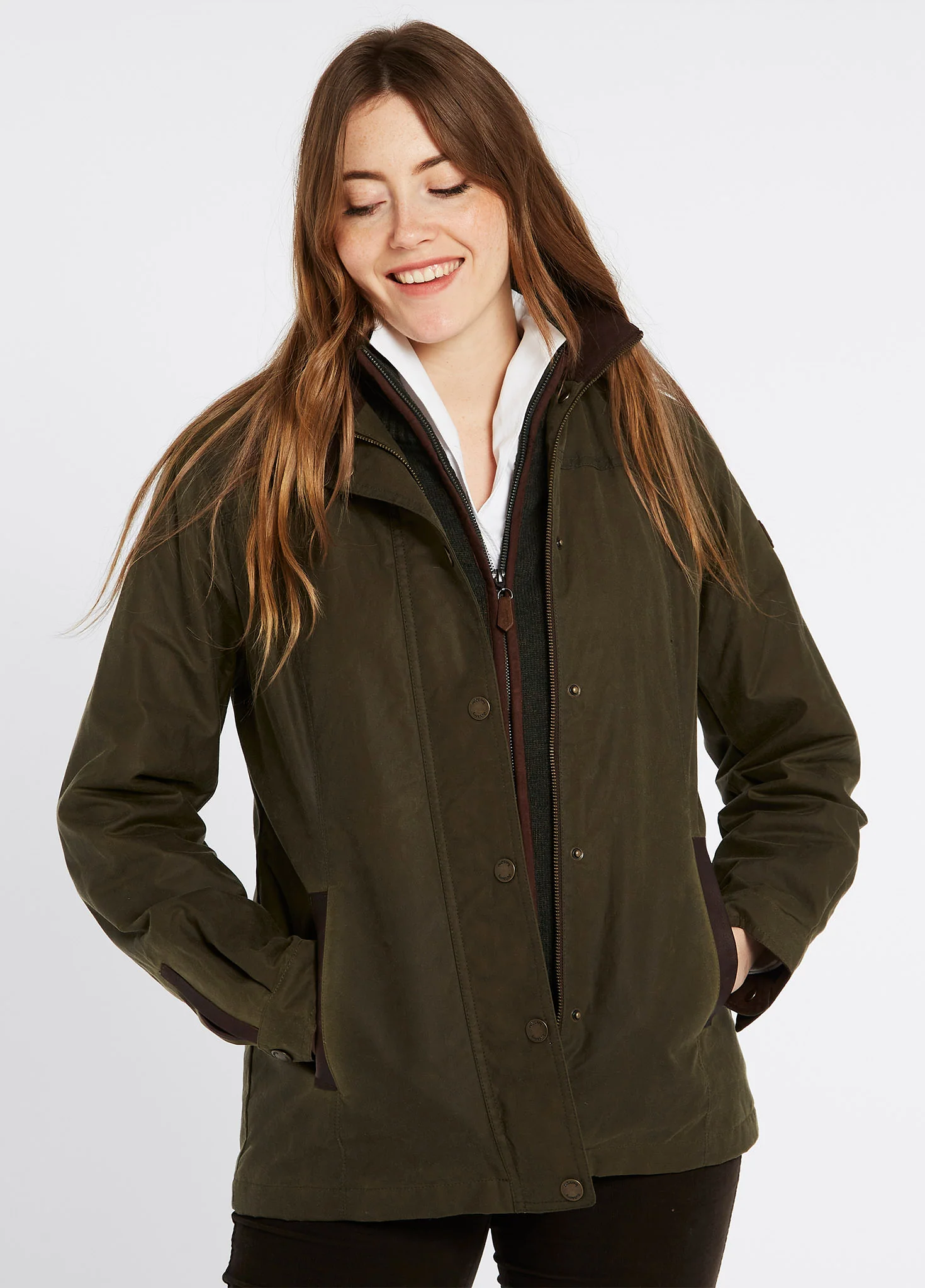 Mountrath Ladies Wax Cotton Jacket - Fennel - Image 3