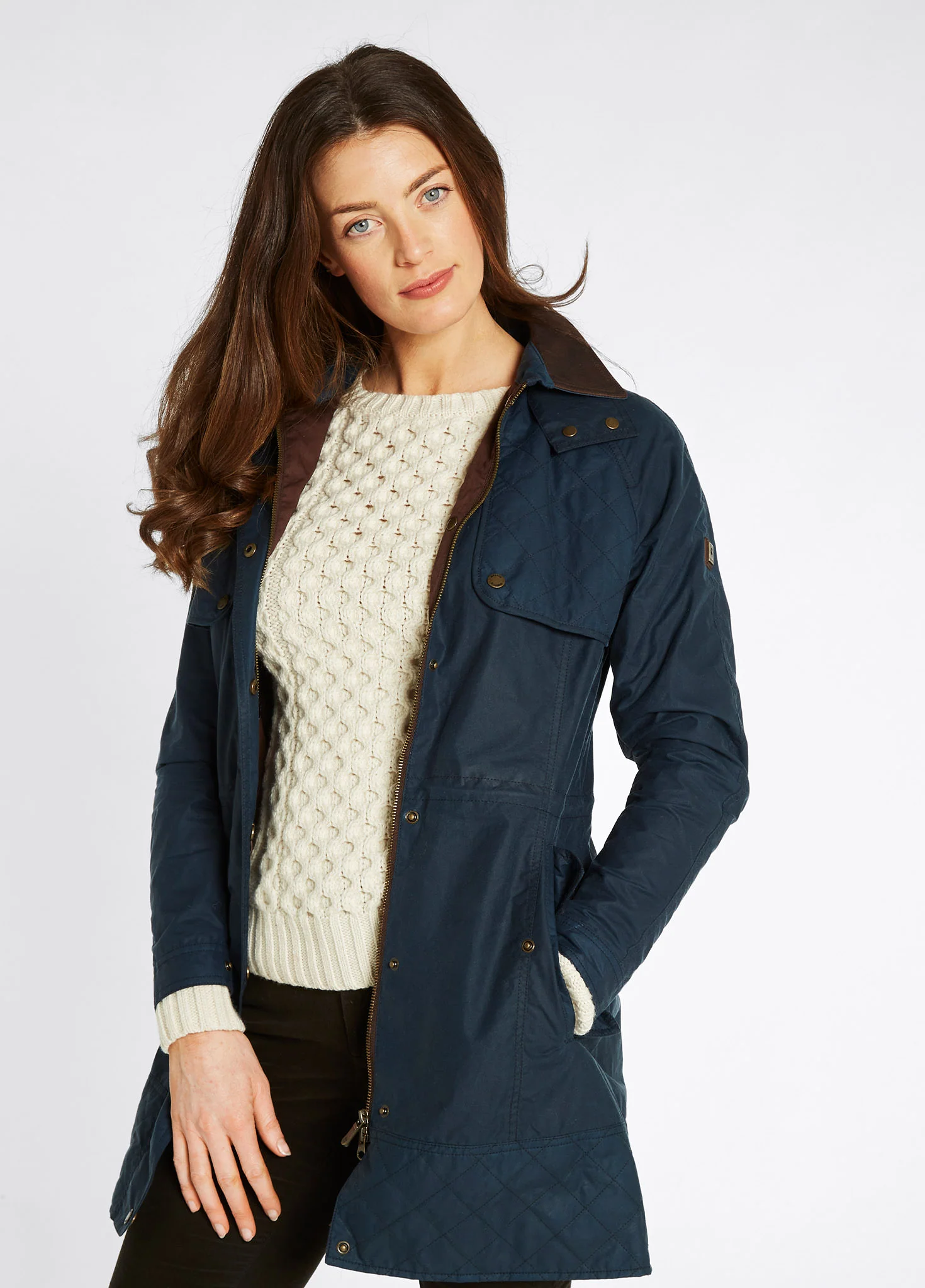 Radford Ladies Wax Jacket - Storm Blue - Image 3