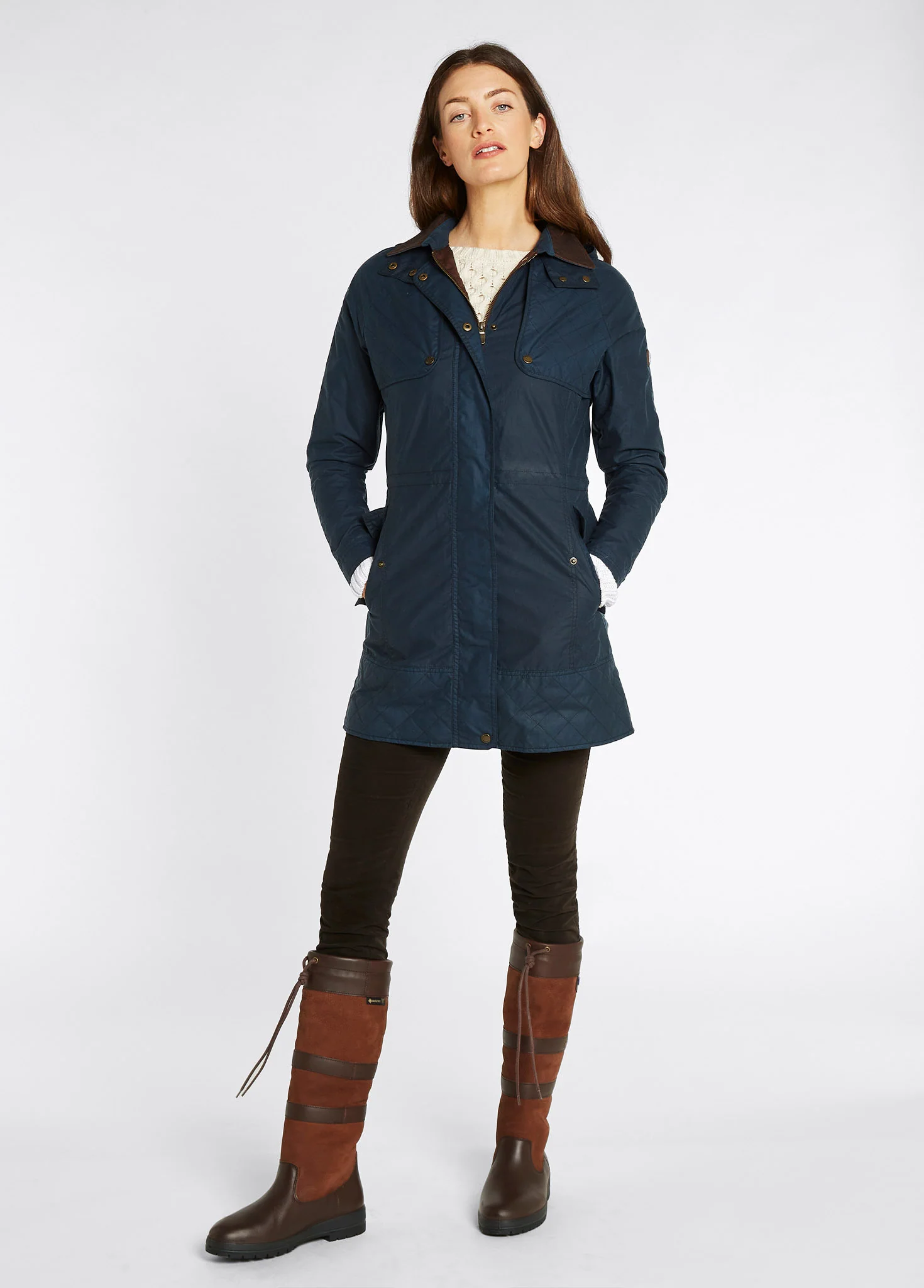 Radford Ladies Wax Jacket - Storm Blue - Image 5