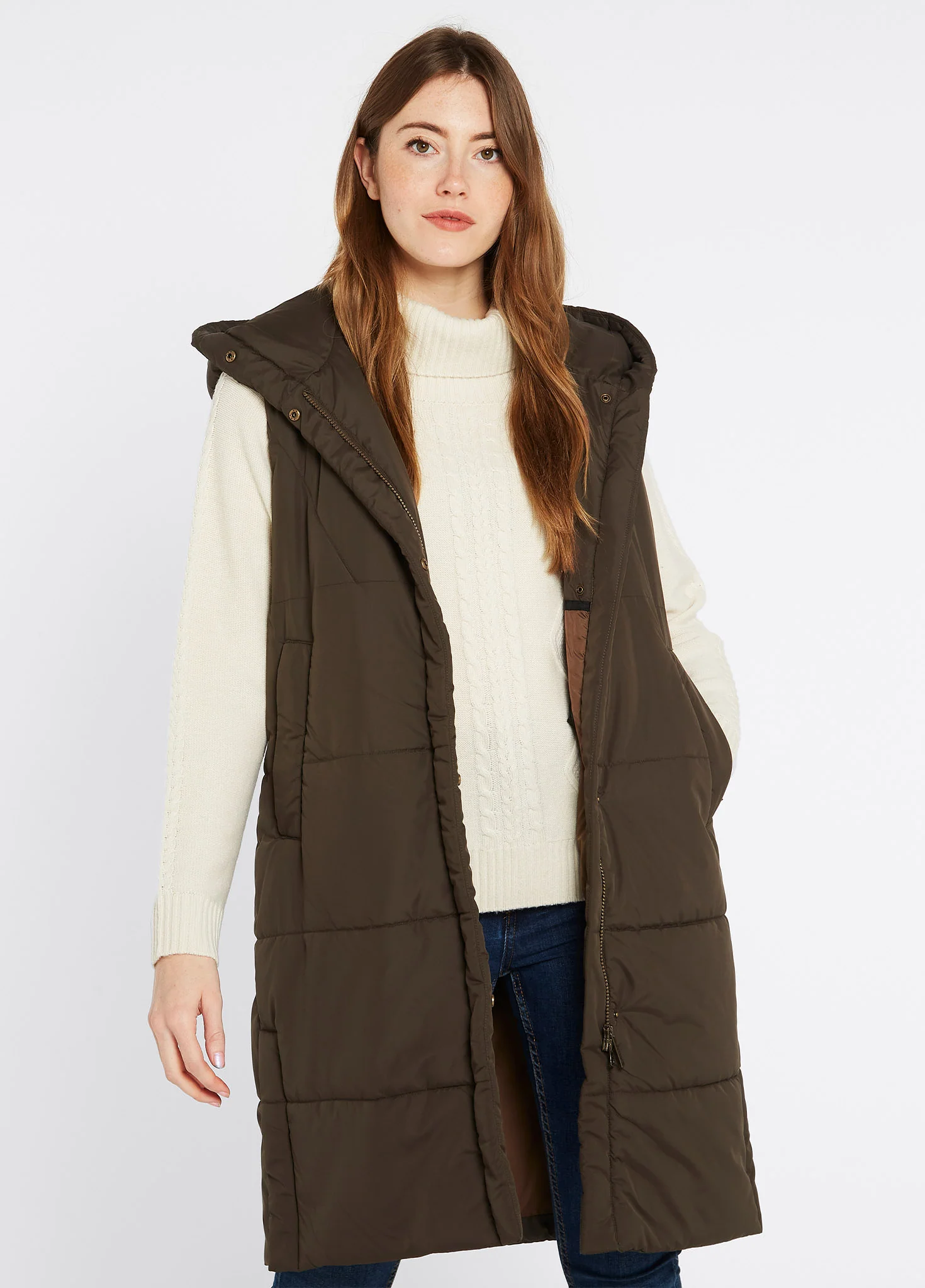 Ryan Women’s Hooded Gilet - Olive - Image 3