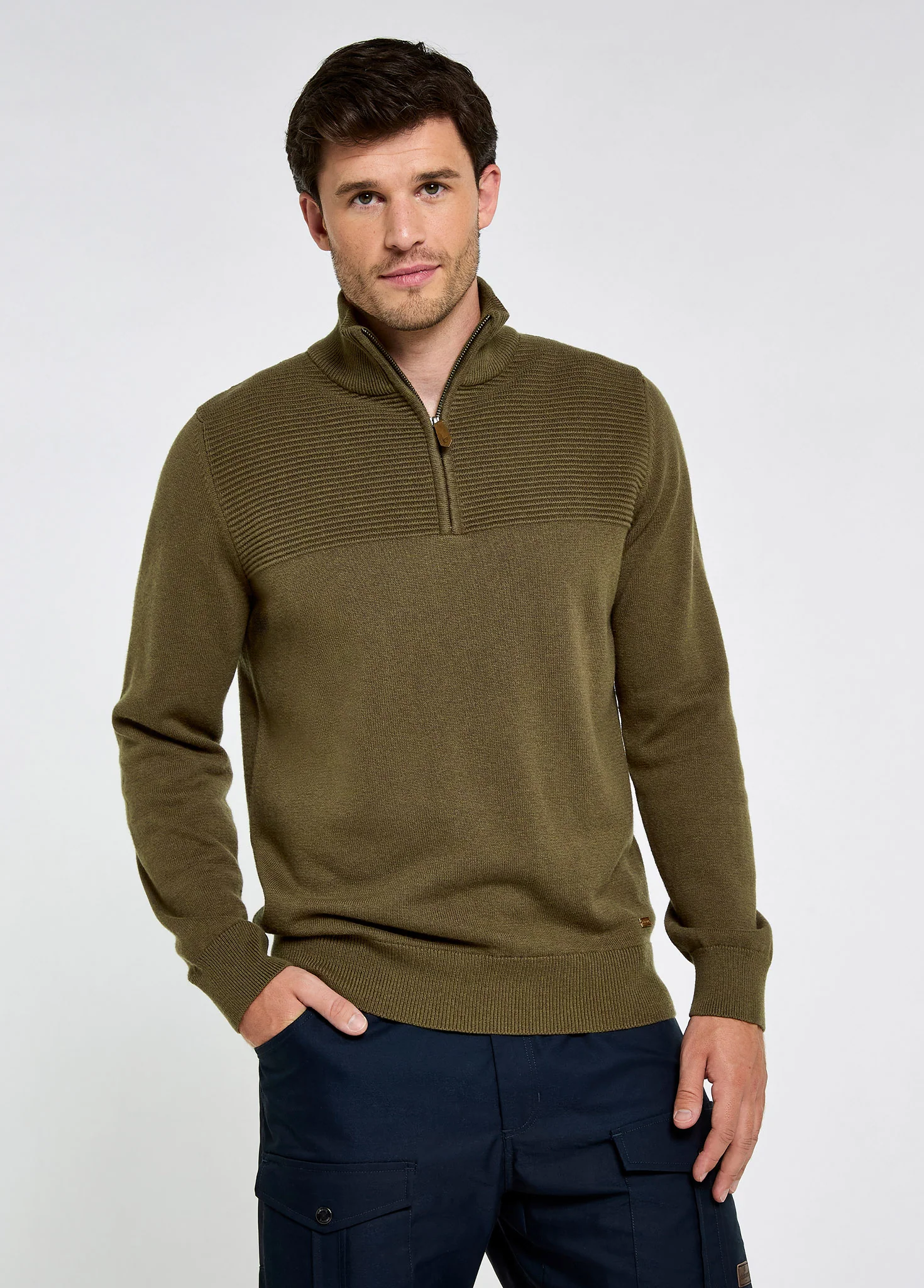 Spillane Men's Zip Neck Knit - Kelp - Image 3