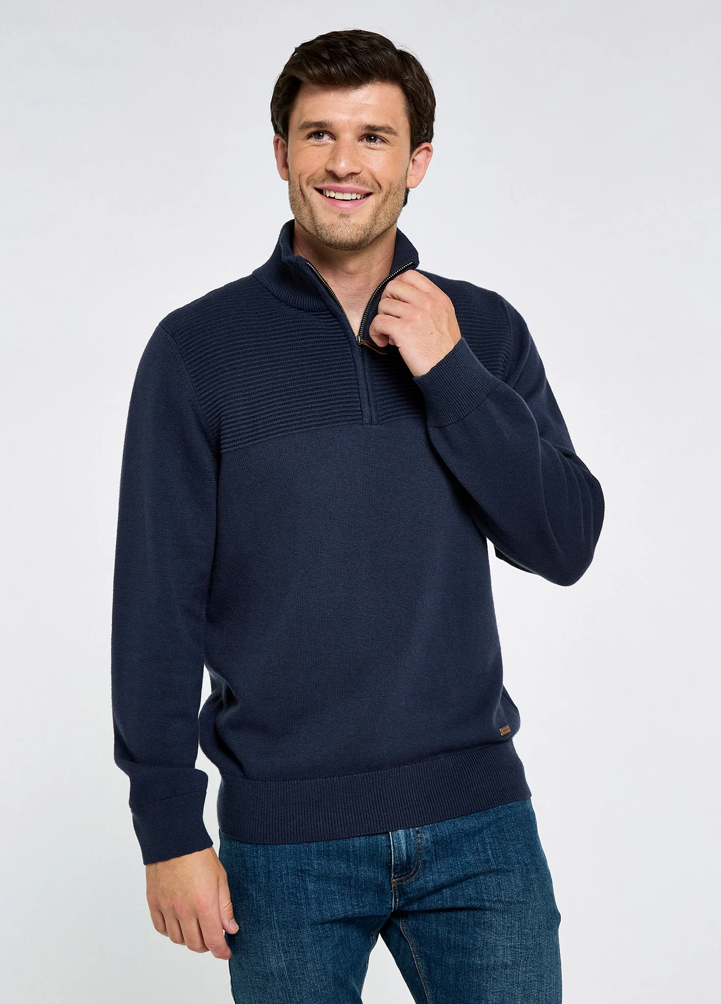 Spillane Men's Zip Neck Knit - Navy - Image 4