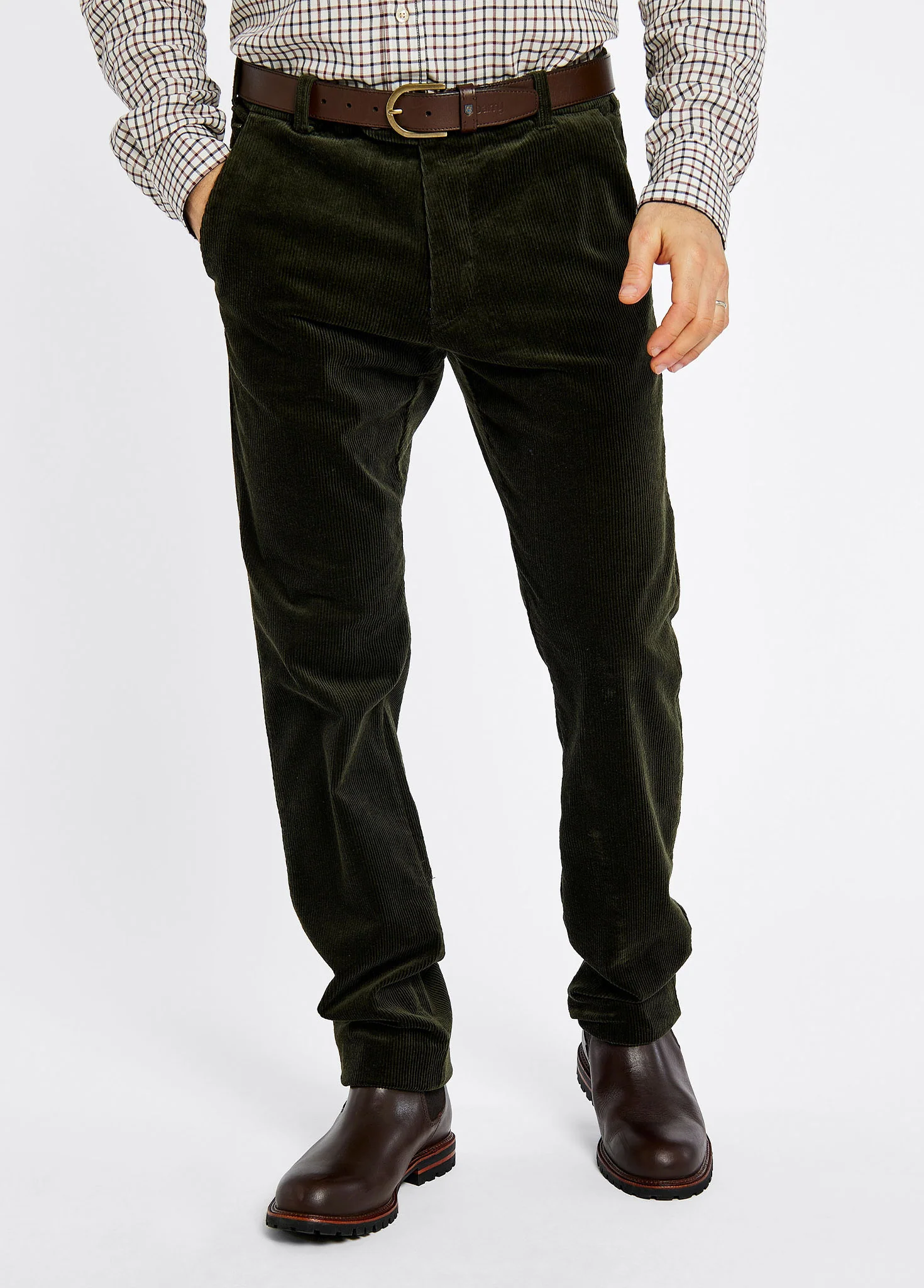 Stride Men's Corduroy Trousers 32in inseam - Olive - Image 4